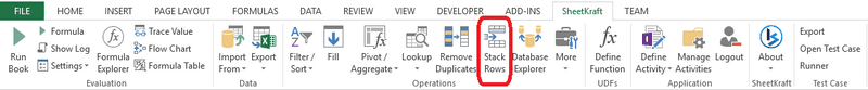 Stack Rows function selected